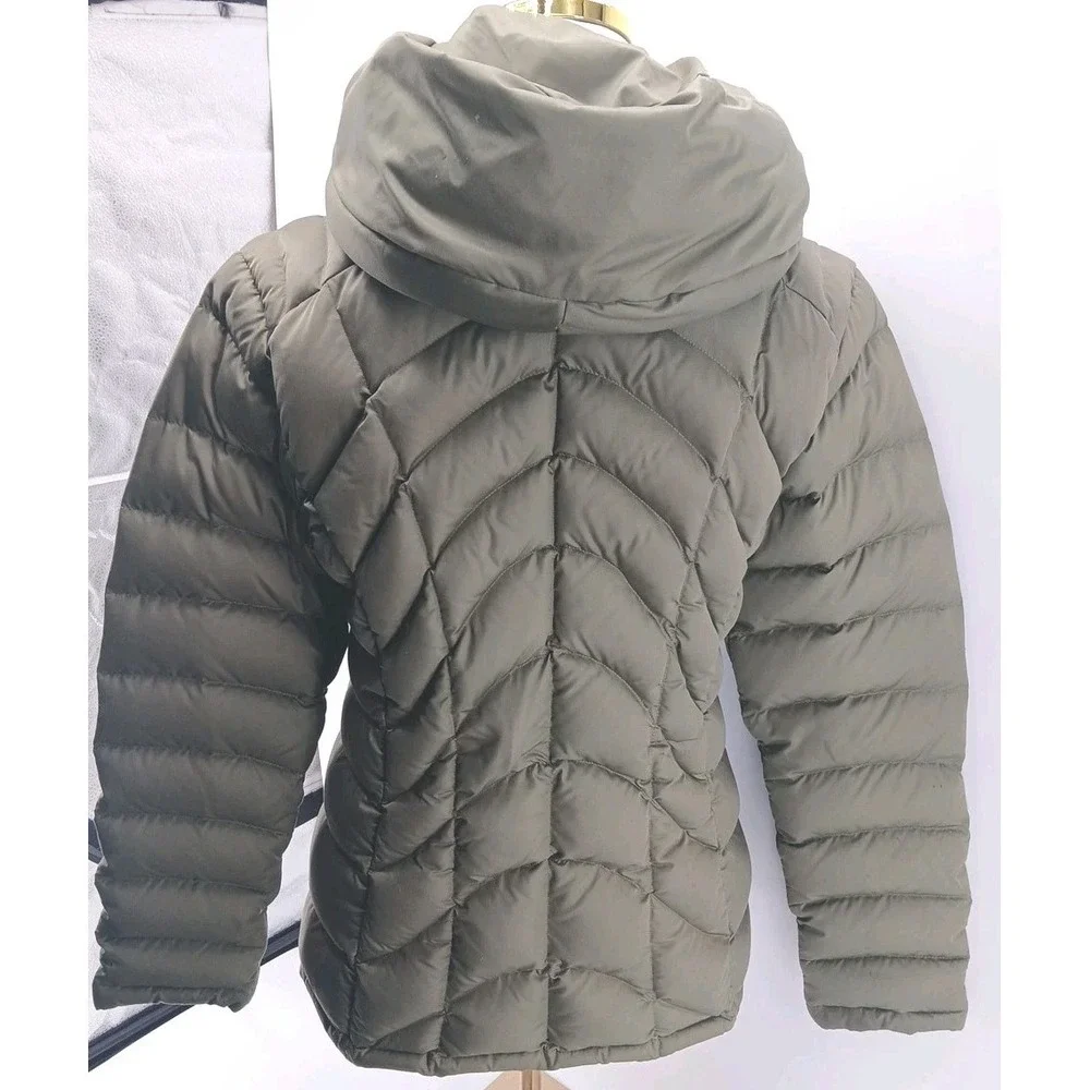 Vntg Y2K Patagonia Green Goose Down Puffer Coat Jacket Hooded Women's Zip Up Med